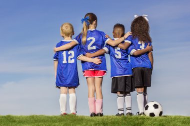 Group of Diverse young soccer players clipart