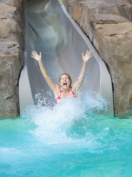 Woman Enjoying Water Slide — Stock Photo, Image