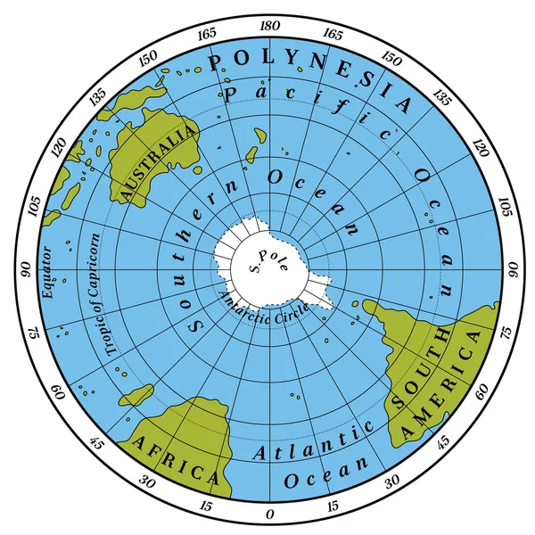 Detaillierte Darstellung der südlichen Hemisphäre — Stockvektor