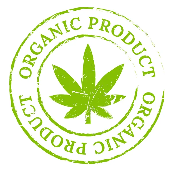 Green organic cannabis marijuana stamp — Stock Vector