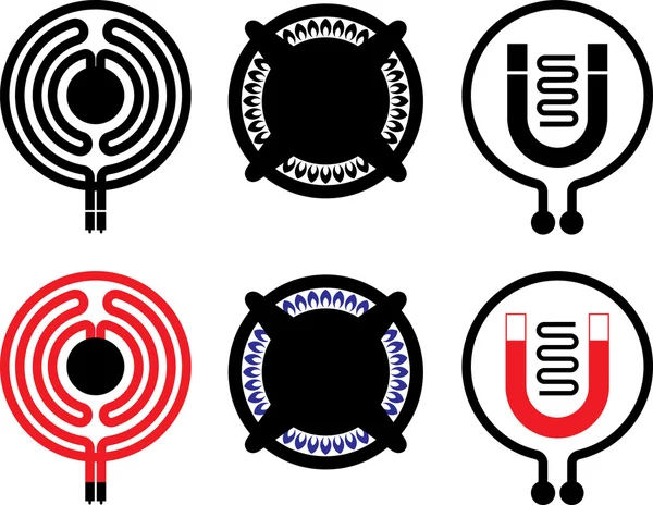 Iconos de cocina de gas, electricidad e inducción — Archivo Imágenes Vectoriales