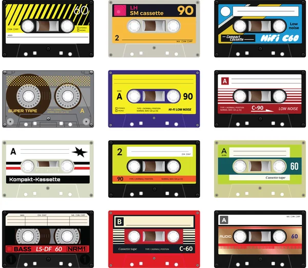 Cintas de cassette vintage vol 2 — Archivo Imágenes Vectoriales