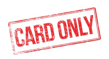 Sadece beyaz üzerine kırmızı lastik damgası kartı