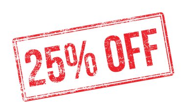 Beyaz üzerine kırmızı lastik damgası kapalı % 25