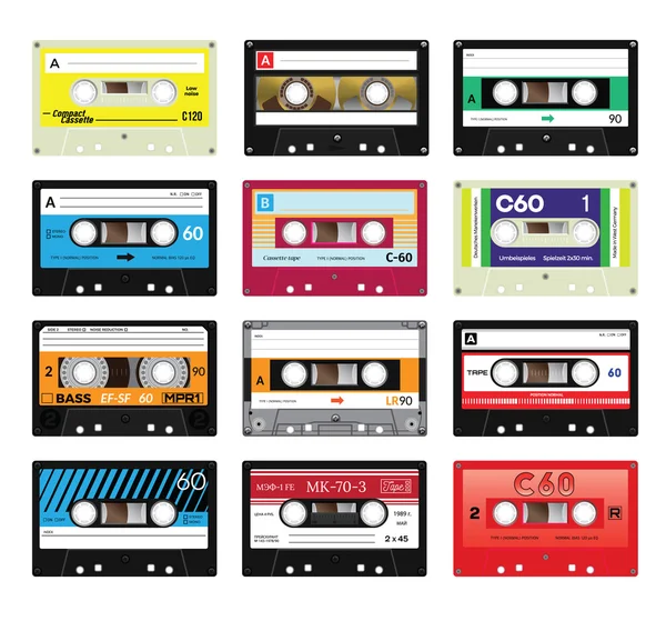 Cintas de cassette vintage vol 4 — Archivo Imágenes Vectoriales