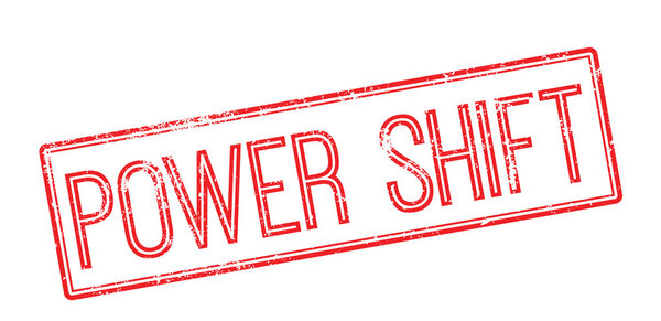 Power Shift red rubber stamp on white