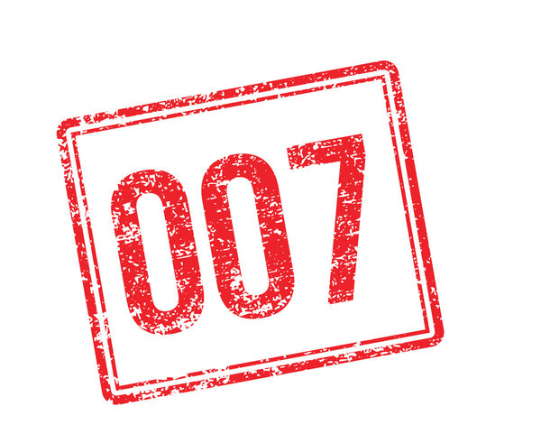 007 red rubber stamp on white