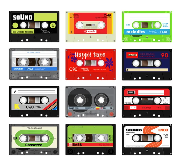 Vintage cassette tapes — Stock Vector