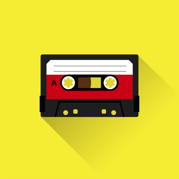 Cassette icono de cinta de estilo plano — Vector de stock