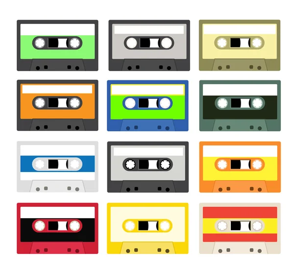 Винтажная коллекция кассет — стоковый вектор