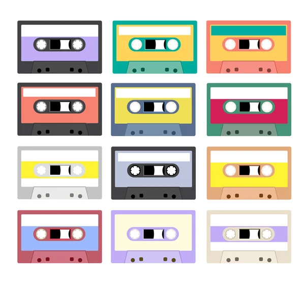 Vintage cassette tape collectie — Stockvector