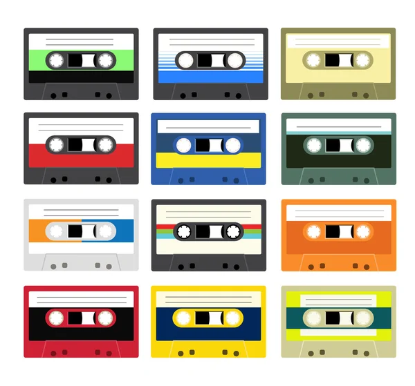 Vintage cassette tape collection — Stock Vector