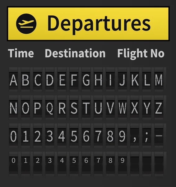 机场到达和离开显示字母表 — 图库矢量图片#