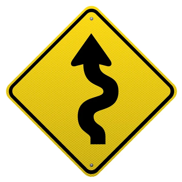 Winding road sign on white background — Stock Vector