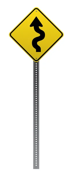 Kurvenreiches Straßenschild auf weißem Hintergrund — Stockvektor