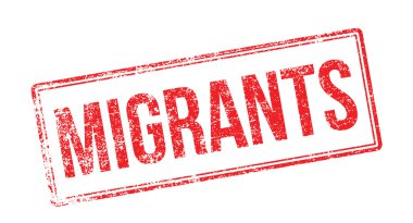 Göçmenler kırmızı lastik damgası beyaz