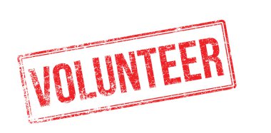 Beyaz üzerine kırmızı lastik damgası gönüllü