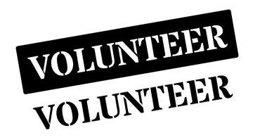 Beyaz üzerine siyah lastik damgası gönüllü