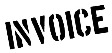 Beyaz üzerine siyah lastik damgası fatura