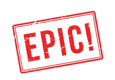 Beyaz epik kırmızı lastik damgası