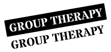 Beyaz grup terapisi siyah lastik damgası