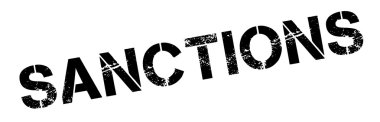 Yaptırımlar lastik damgası beyaz üzerine siyah