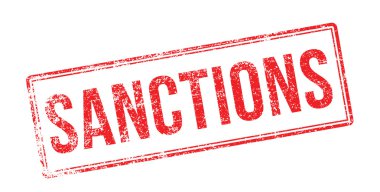 Sanctions red rubber stamp on white clipart