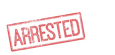 Arrested red rubber stamp on white clipart