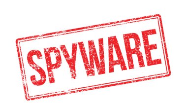Spyware kırmızı lastik damgası beyaz