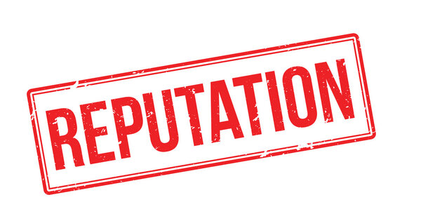 Reputation red rubber stamp on white