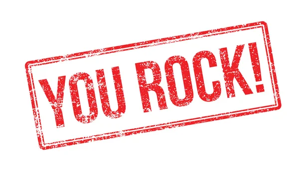 ¡Rock! Sello de goma roja en blanco — Vector de stock