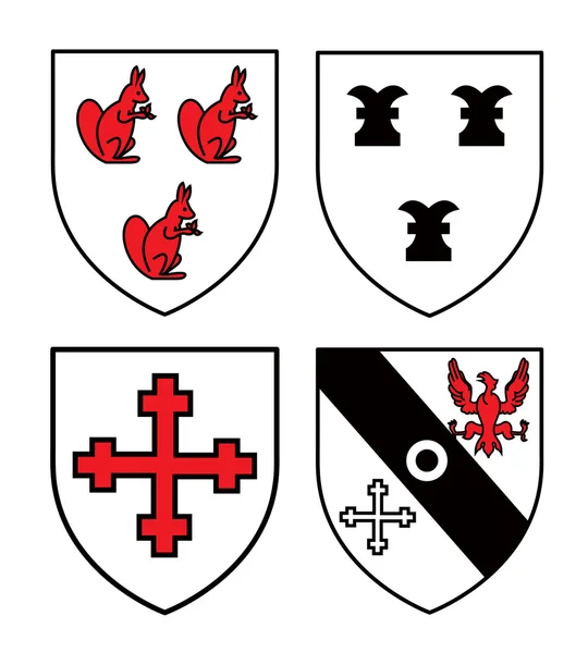Hiteles középkori heraldika pajzsok — Stock Vector