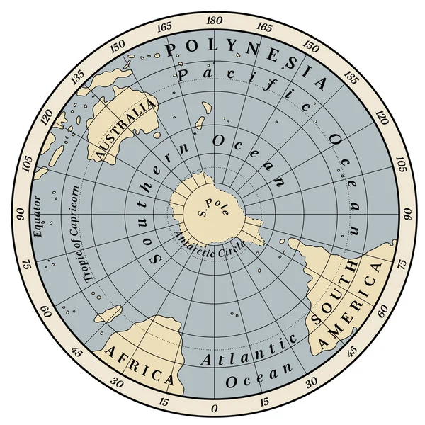 Southern Hemisphere detailed illustration — Stock Vector