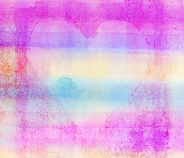 Heart shape painted on light abstract colorful watercolor background — Stock Photo, Image