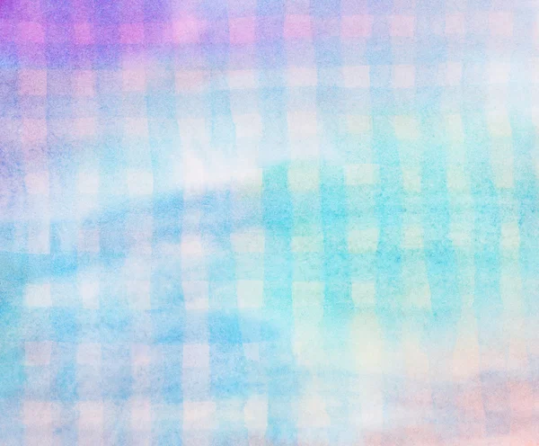 Blauwe lijnen en pleinen geschilderde aquarel patroon — Stockfoto