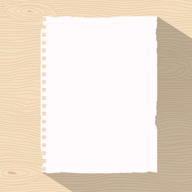 Kopyalanmış beyaz defter kağıt parçası hafif kahverengi ahşap duvar veya masa yapışabilir