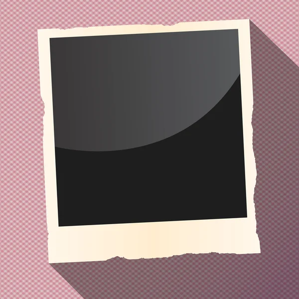Photo instantanée noire avec cadre déchiré et longue ombre est sur carré, surface rayée — Image vectorielle