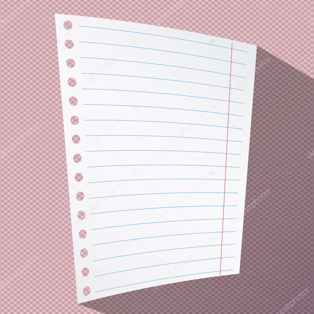 Branco Branco Dobrado Folha De Caderno Pautada Em Fundo De Tecido Quadriculado Rosa Vetor De Stock C Flas100 106983848