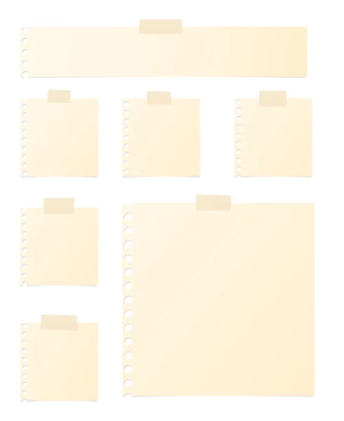 Pieces of brown note paper are stuck on white background — Stock Vector