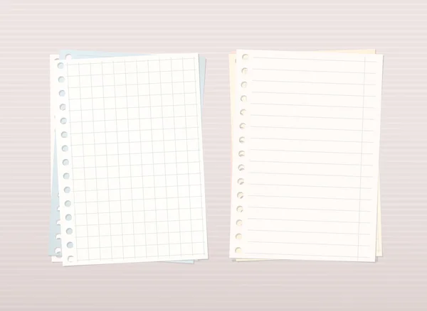 Färgglada staplade kvadraten, styrde anteckningsboken papper är på rosa fodrad bakgrund — Stock vektor