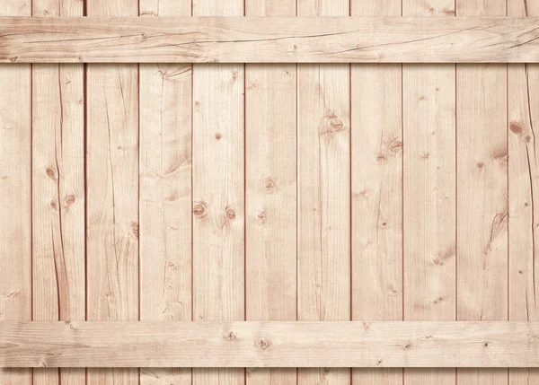 Pared de madera marrón claro, textura de valla con tablones horizontales y verticales — Foto de Stock