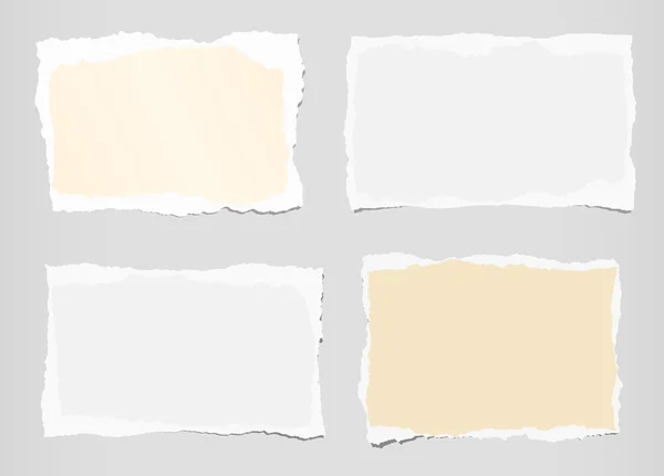 Des morceaux de papier d'ordinateur portable blanc et brun déchiré sont collés sur un mur gris — Image vectorielle