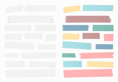 Gri ve renkli yatay maskeleme, yapışkan bant adet beyaz arka plan üzerinde