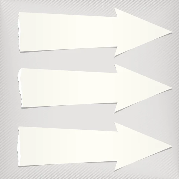 Setas de papel rasgado branco com sombra estão no fundo diagonal cinza —  Vetores de Stock