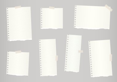 Açık kahverengi karar verdi ve kılavuz defter kağıt yırtık parçaları yapışkan bant ile sıkışmış