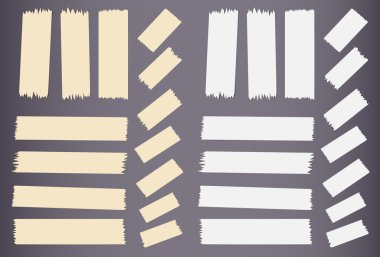 Farklı boyut yapışkan, yapışkan bant parçaları.