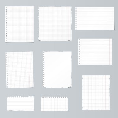 Hüküm, beyaz, sökük, ayarlı matematik defter kağıt sıkışmış gri arka plan üzerinde