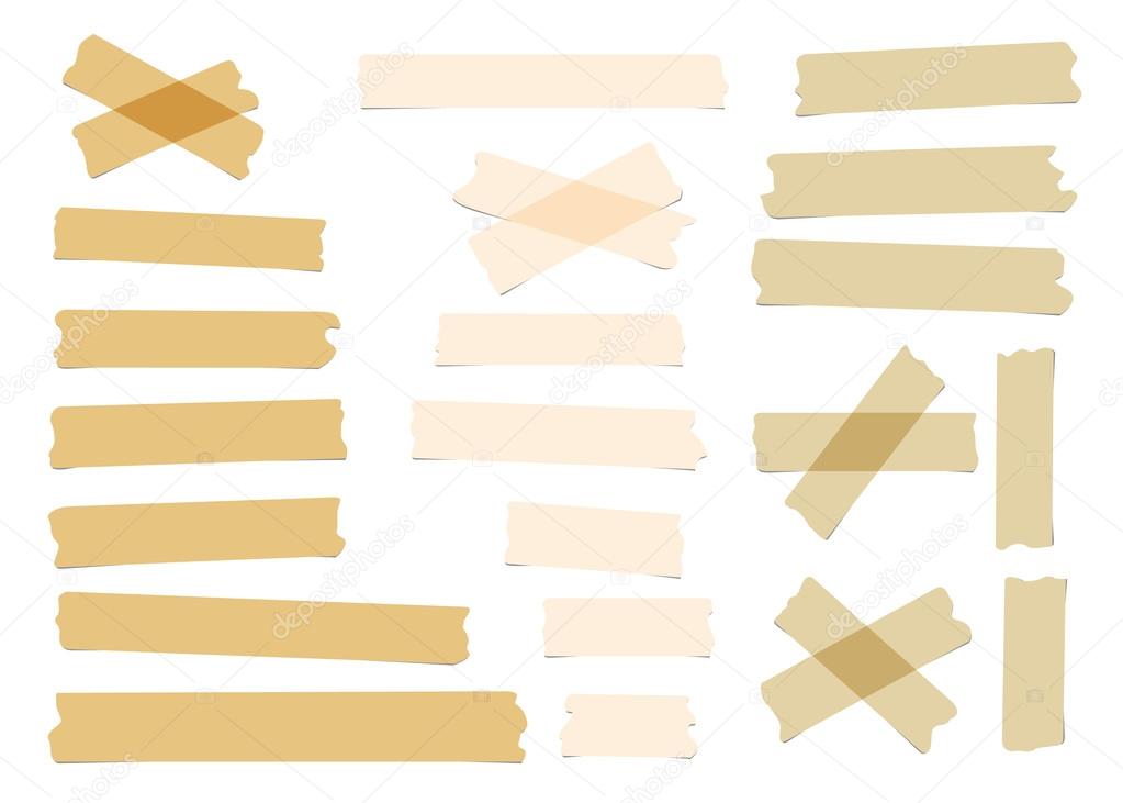 Pieces of different size, color, sticky, adhesive masking tape. Stock Vector  Image by ©flas100 #123422132