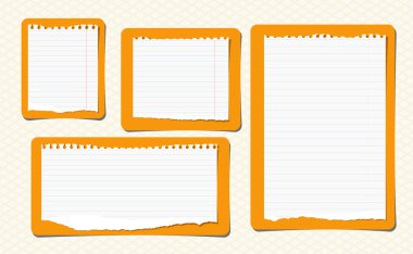 Kopyalanmış beyaz çizgili Not kağıt parçaları üzerinde renkli dikdörtgenler sıkışmış