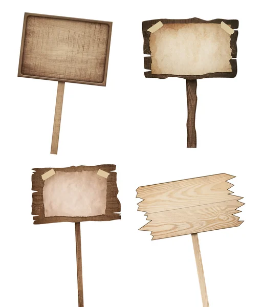 Velhos sinais de madeira marrom resistido — Fotografia de Stock